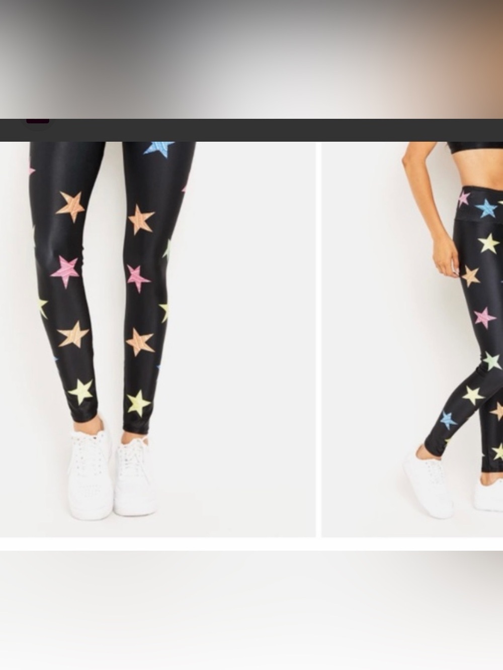 Goldsheep Black Leggings with Multicolor Star Print 0266